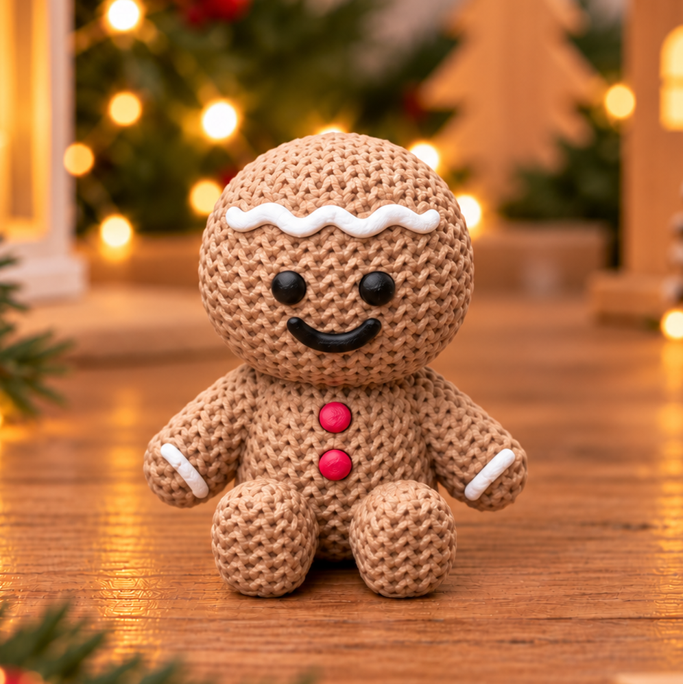 Figurine pain d'épice effet tricot, décoration de Noël à poser