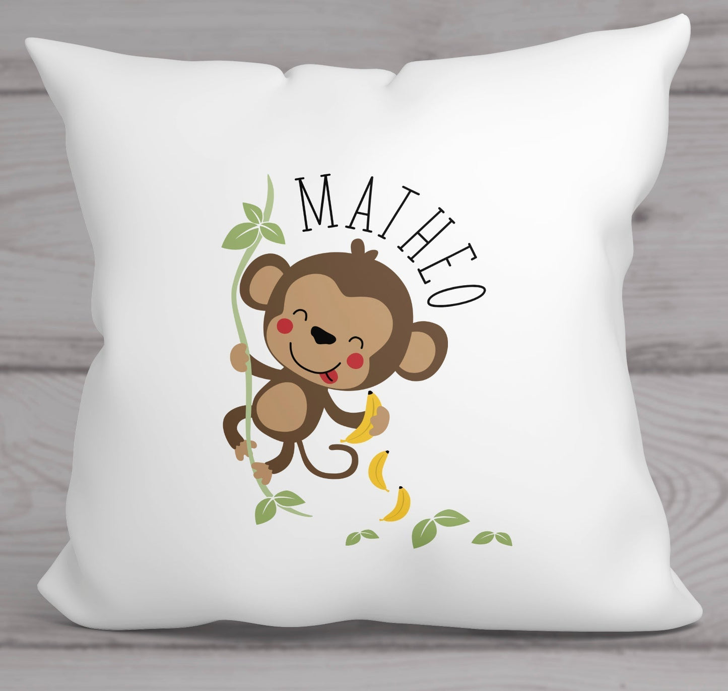 coussin ultra doux et moelleux petit singe personnalisable prénom