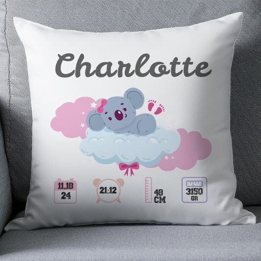 Coussin naissance personnalisé Kola - Cadeau de naissance