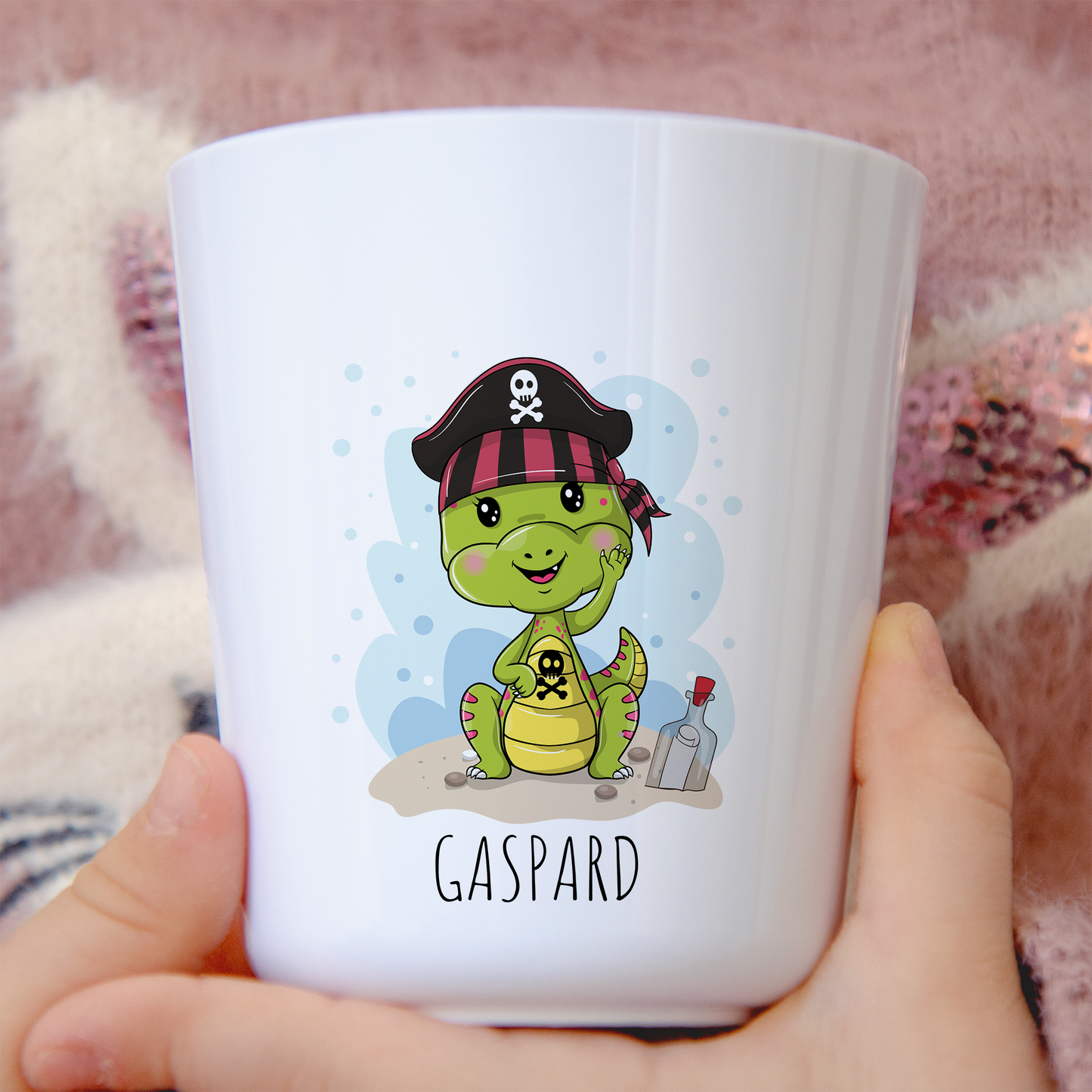 Gobelet enfant personnalisable – Dinosaure pirate
