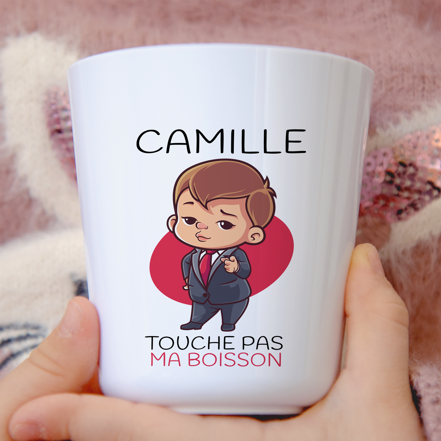 Gobelet enfant personnalisable – "Touche pas à ma boisson"