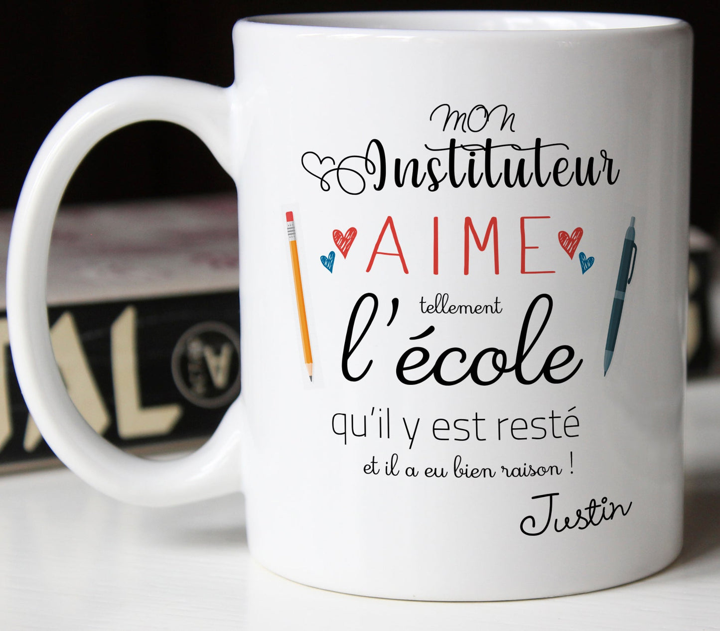 mug instituteur idée cadeau école fin d'année scolaire personnalisable avec prénom