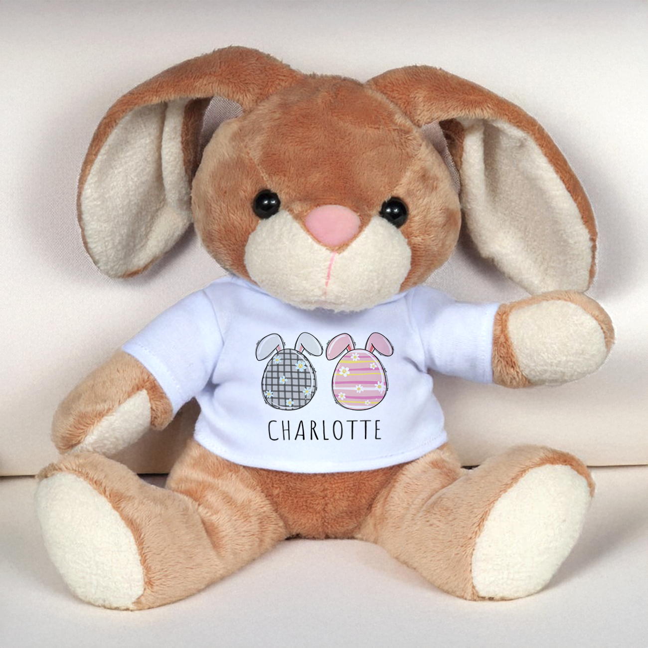Peluche de Pâques personnalisée avec œufs et prénom