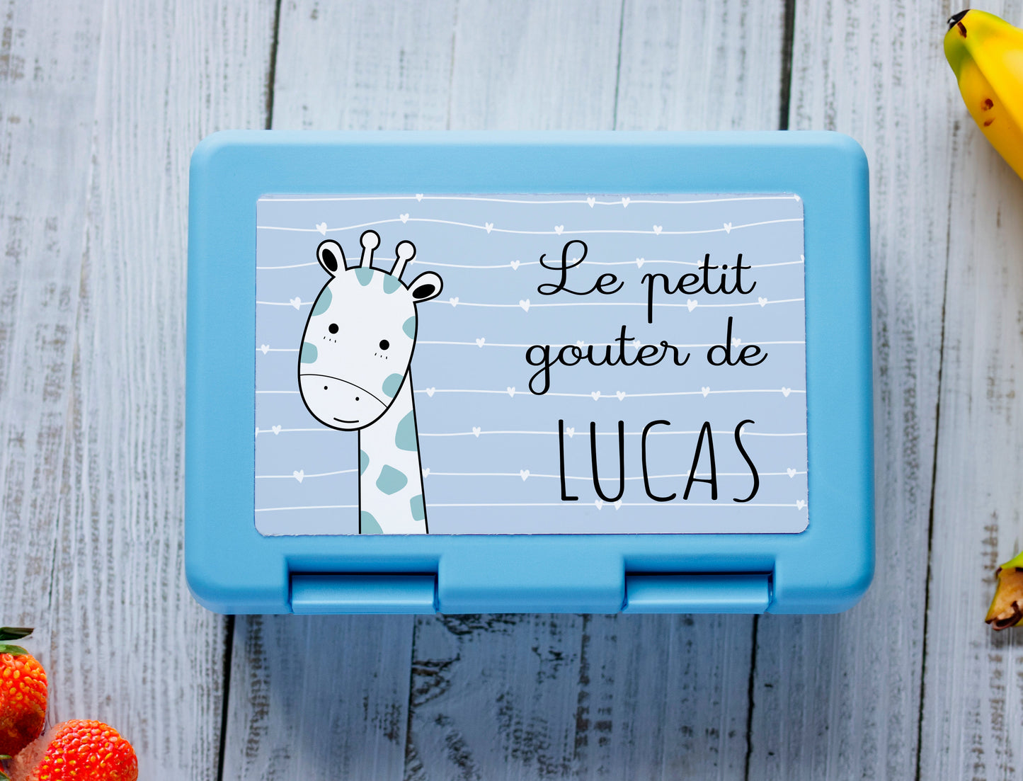 Boite à tartines garçon personnalisée girafe avec prénom