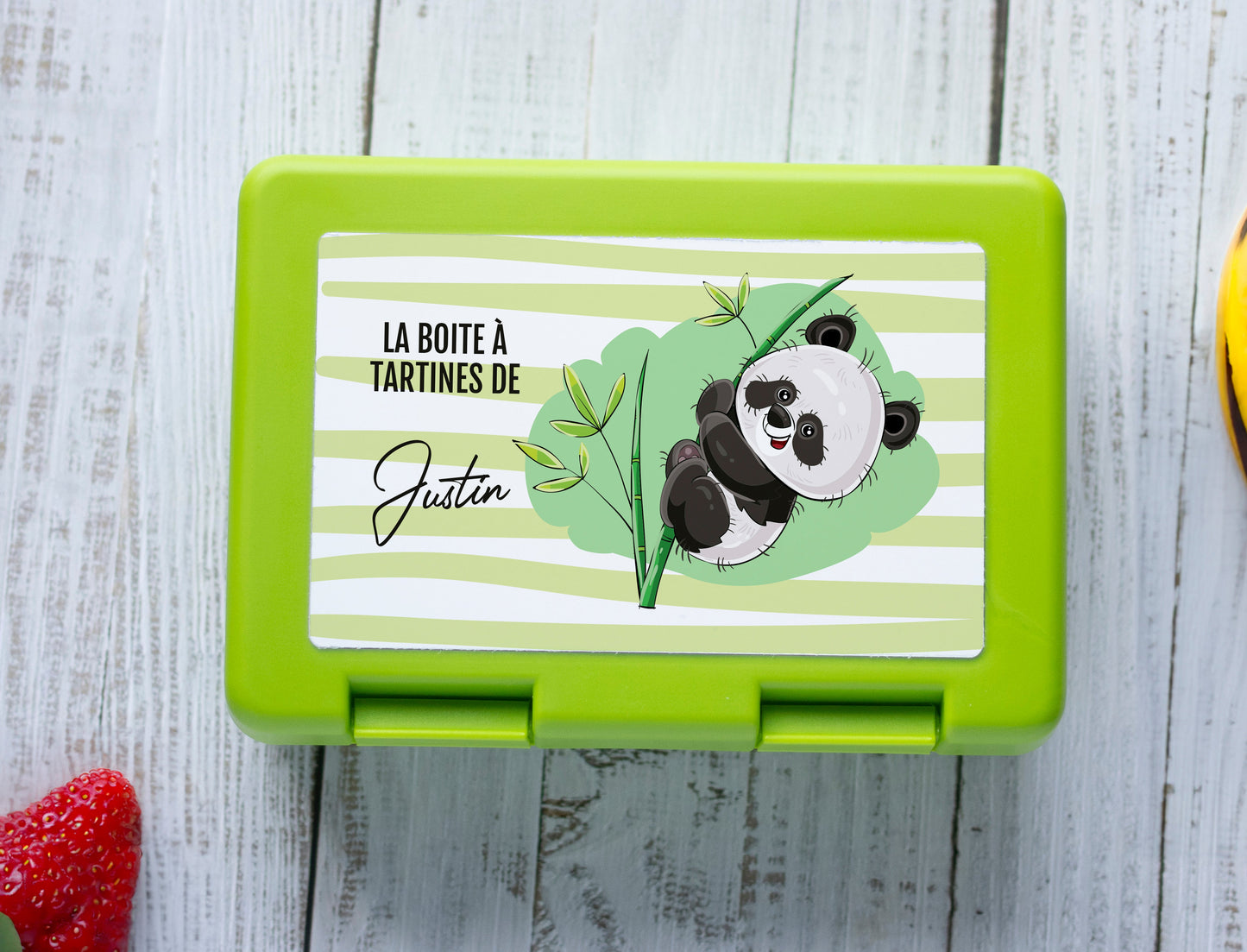 Lunch box personnalisé panda avec prénom - fourniture scolaire personnalisable boite à tartines école
