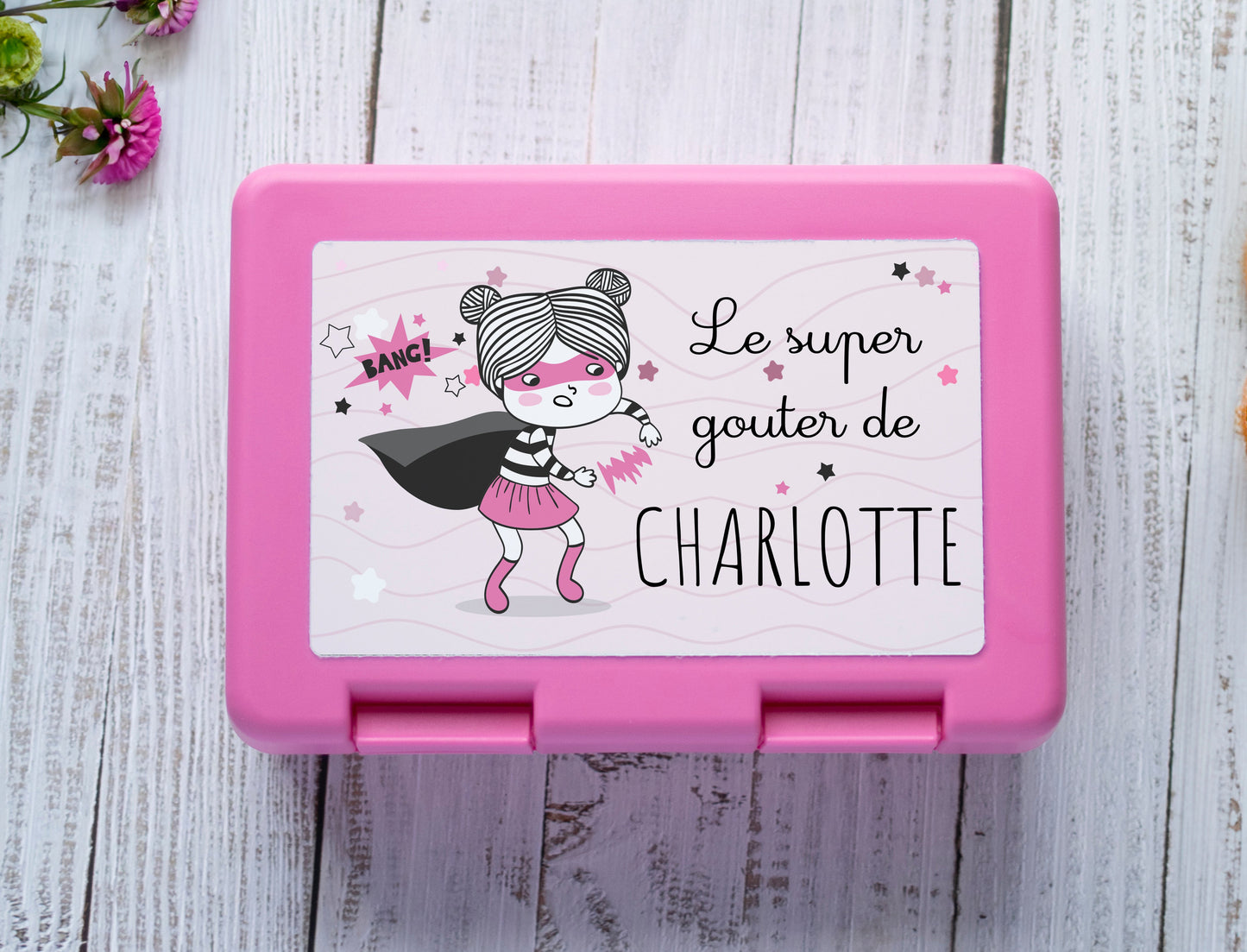 Boite à tartines personnalisée super girl avec prénom