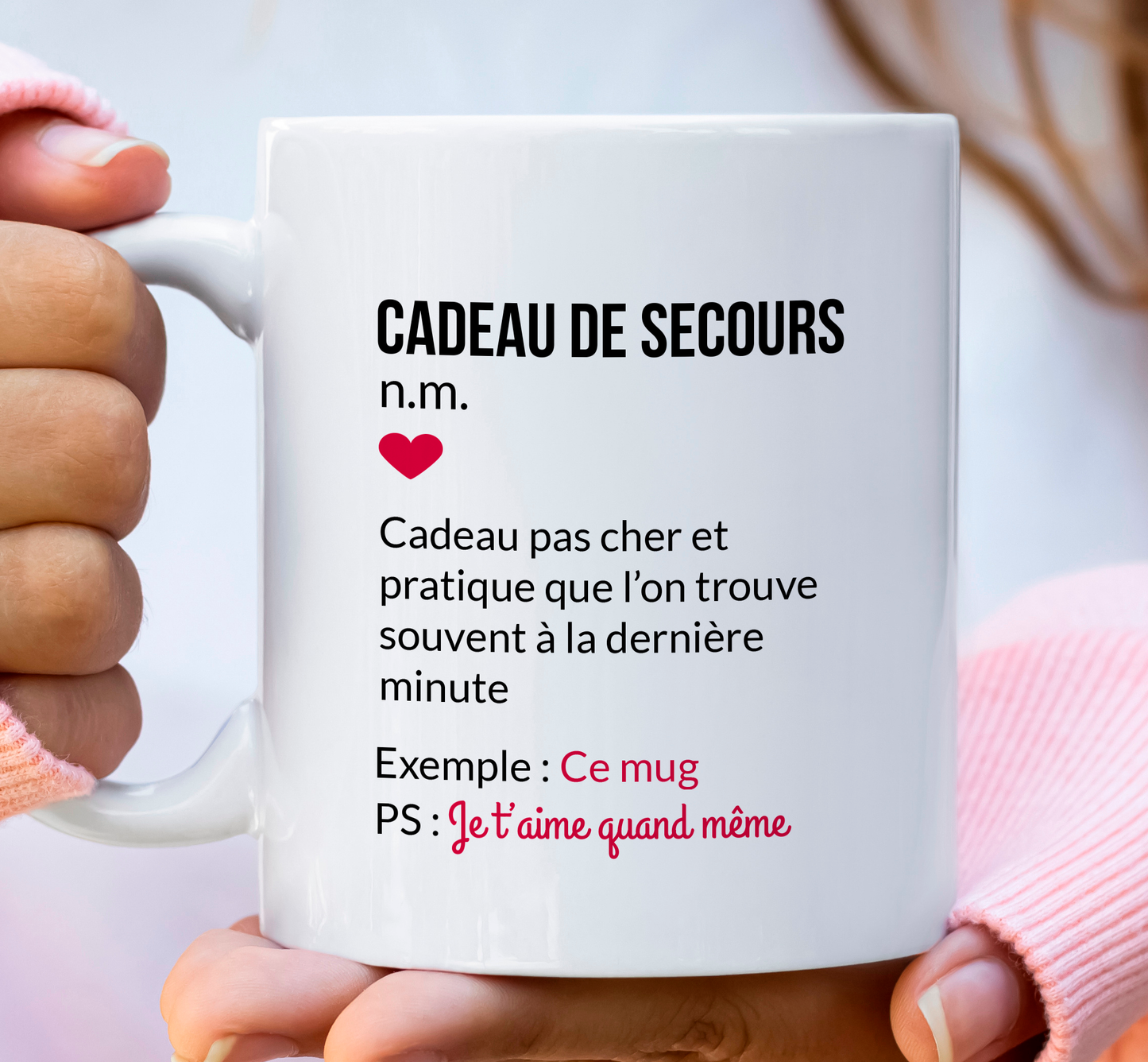 Mug blanc "Cadeau de secours" – Un cadeau de dernière minute pratique et amusant.