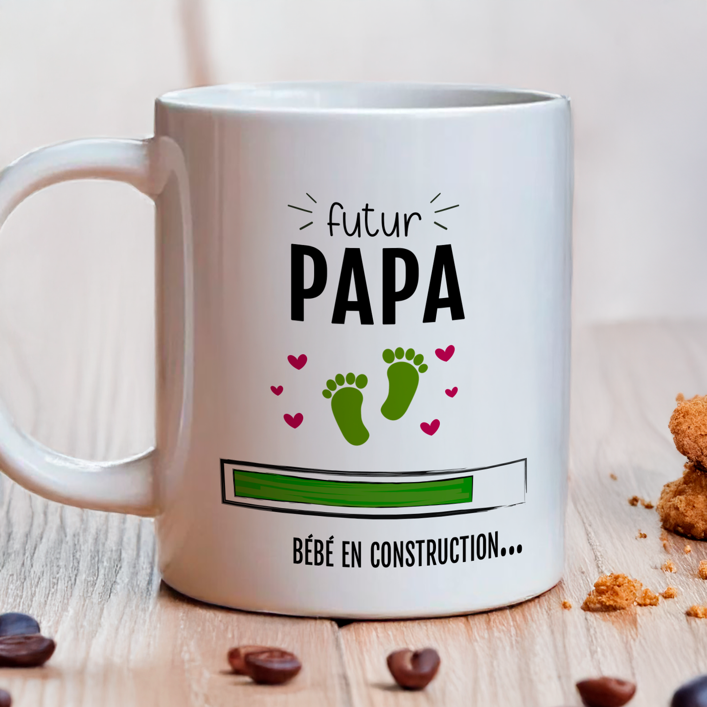 Mug annonce grossesse bébé en construction