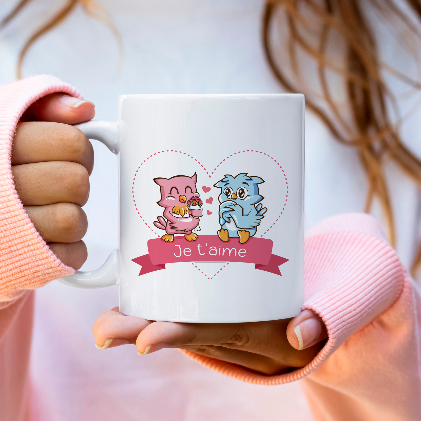 Mug personnalisé Saint-Valentin Chouettes amoureux