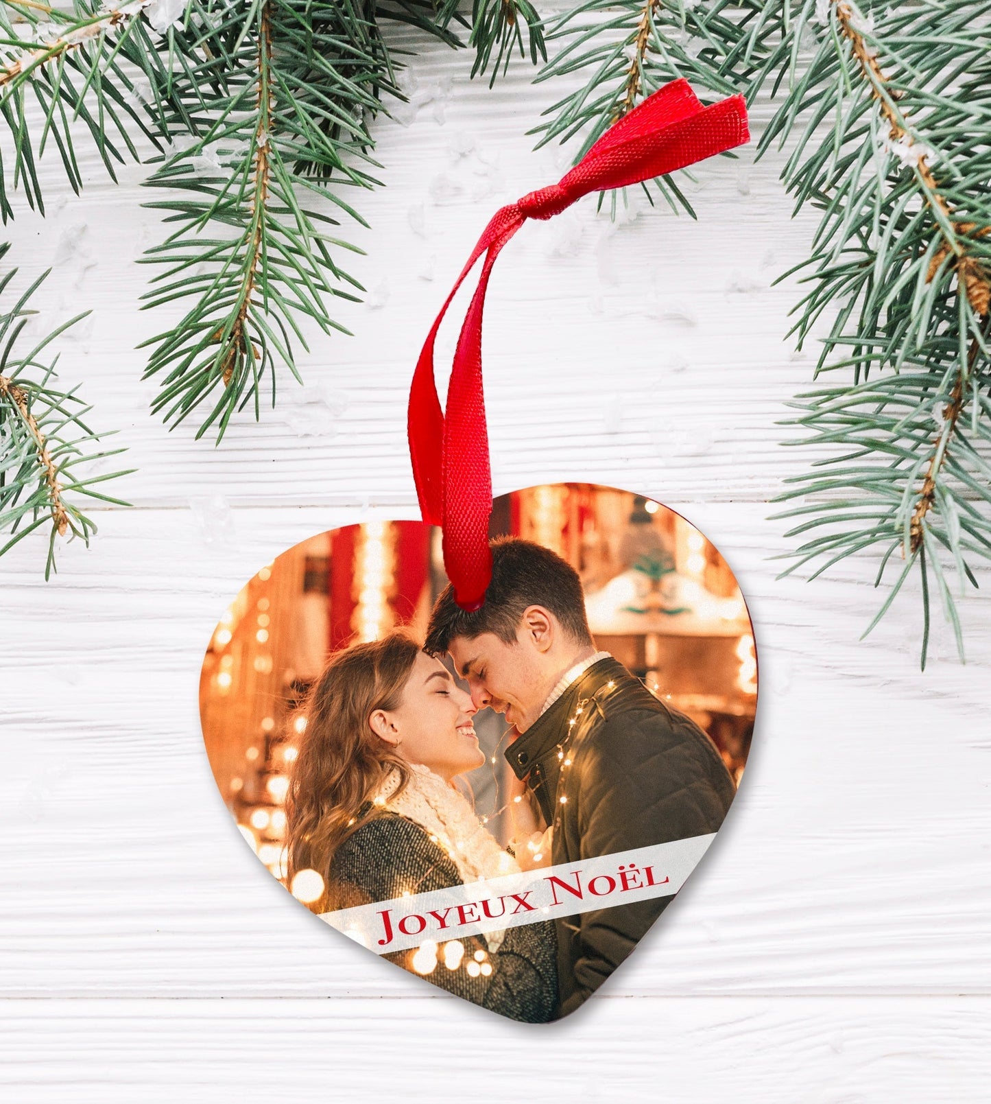 Ornement coeur personnalisé photo Joyeux Noël
