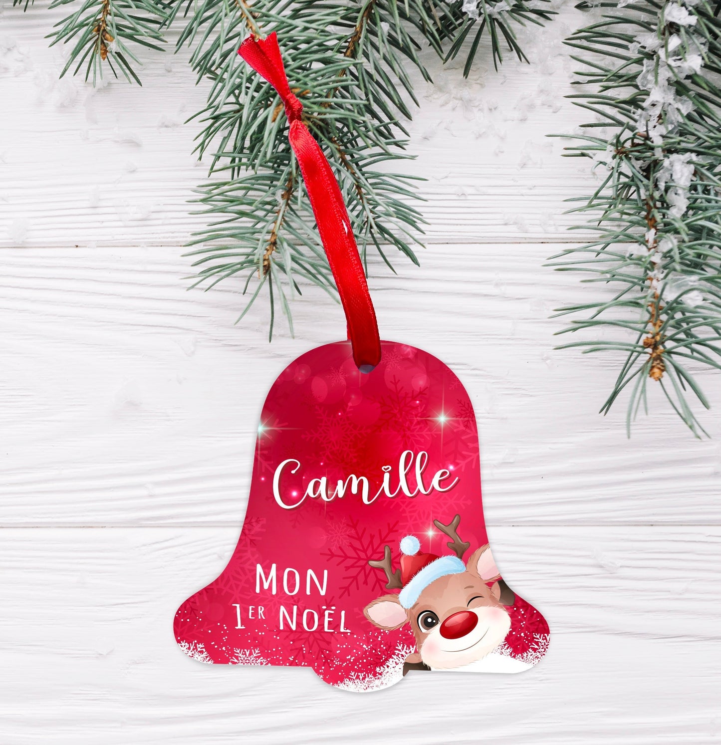 Ornement cloche Noël personnalisé prénom "Mon 1er Noël"