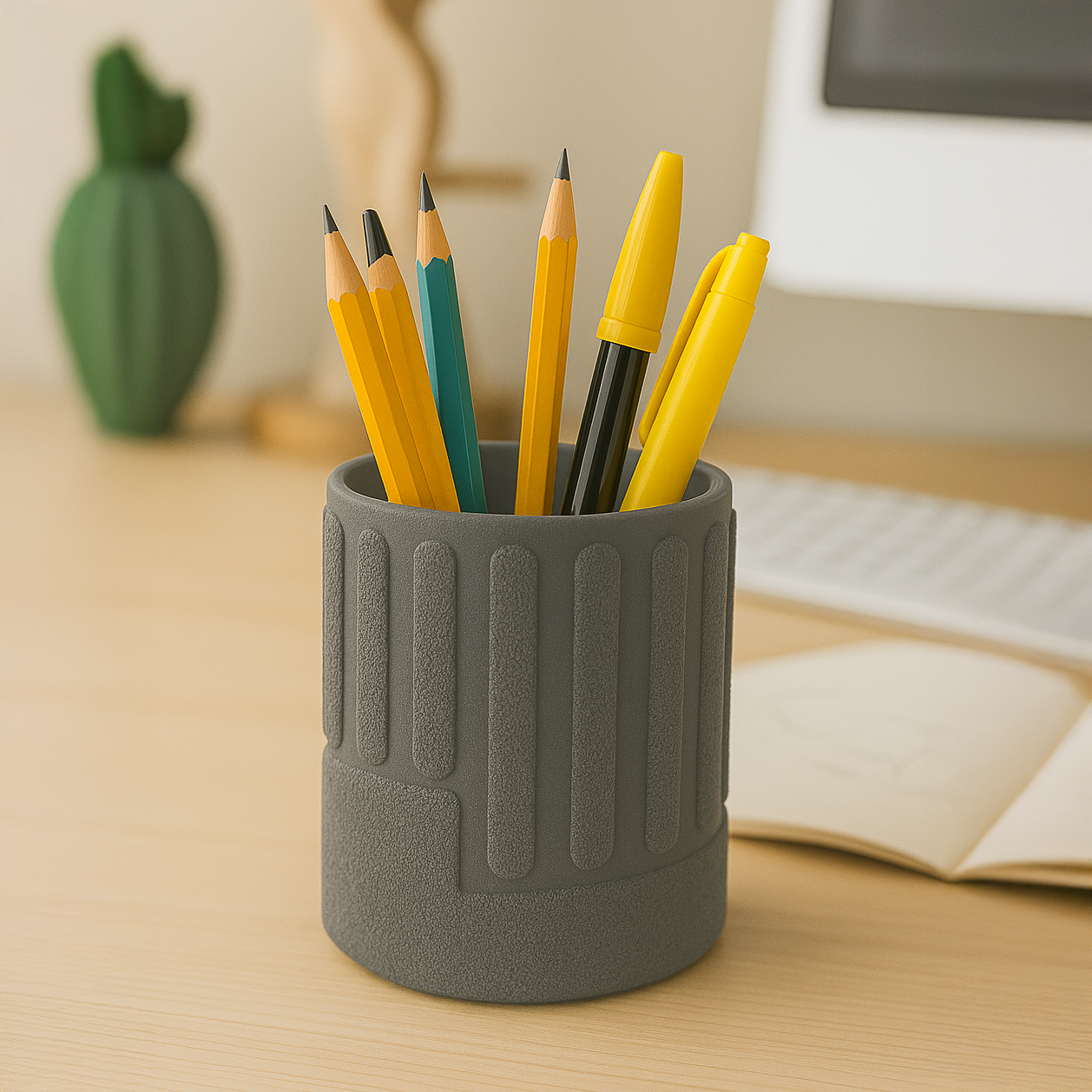 Pot à crayons "Linéa" – Design texturé, imprimé en 3D