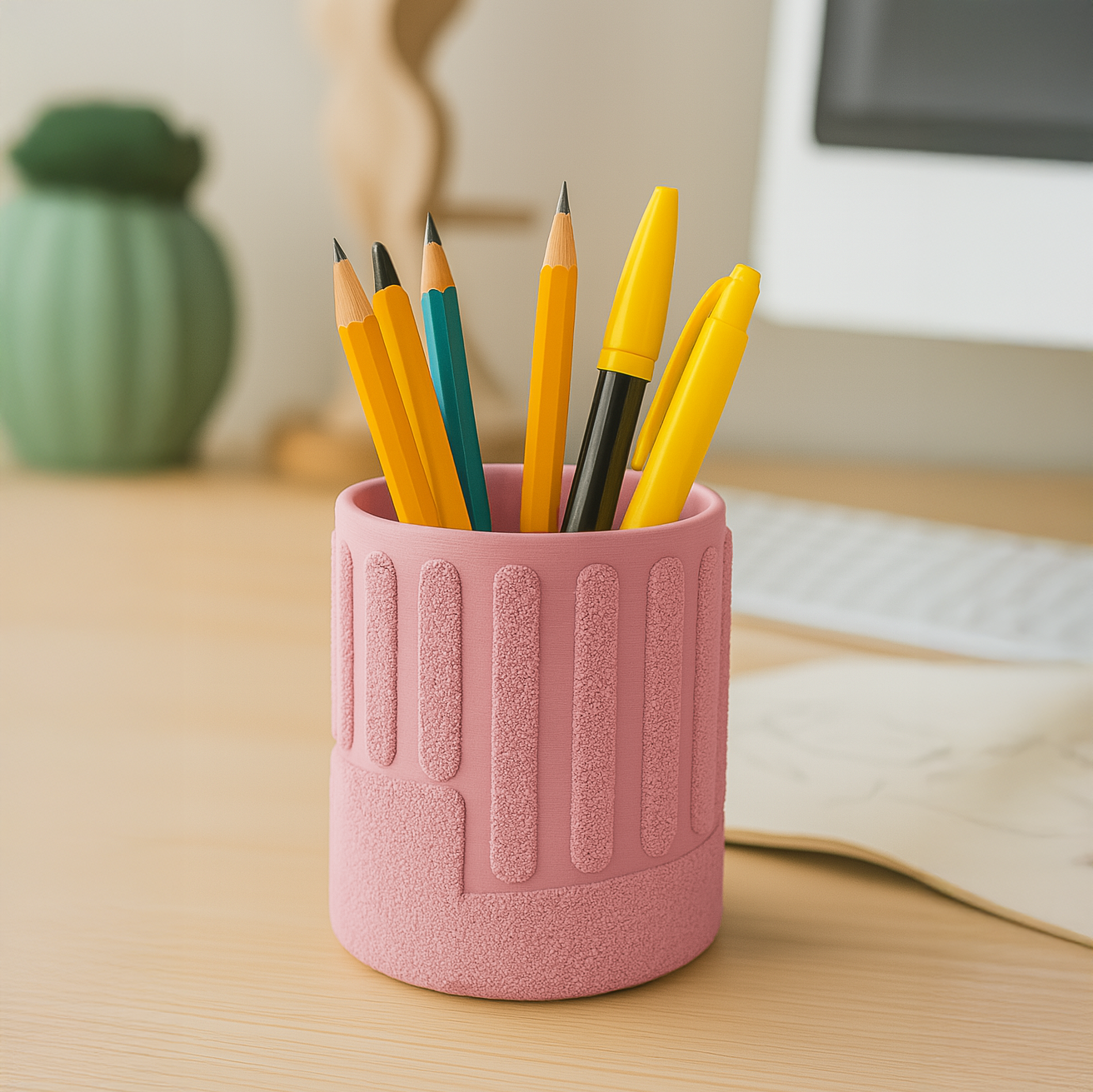 Pot à crayons "Linéa" – Design texturé, imprimé en 3D