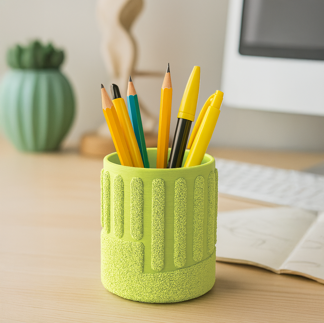 Pot à crayons "Linéa" – Design texturé, imprimé en 3D