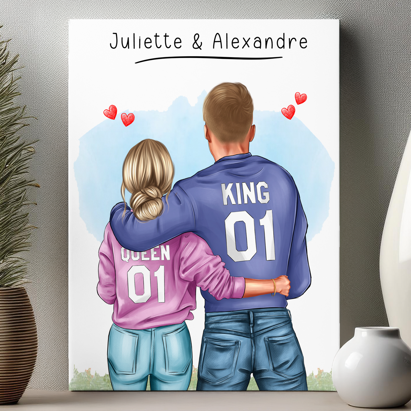 Plaque murale personnalisée en aluminium "King & Queen" – Cadeau unique pour couples amoureux