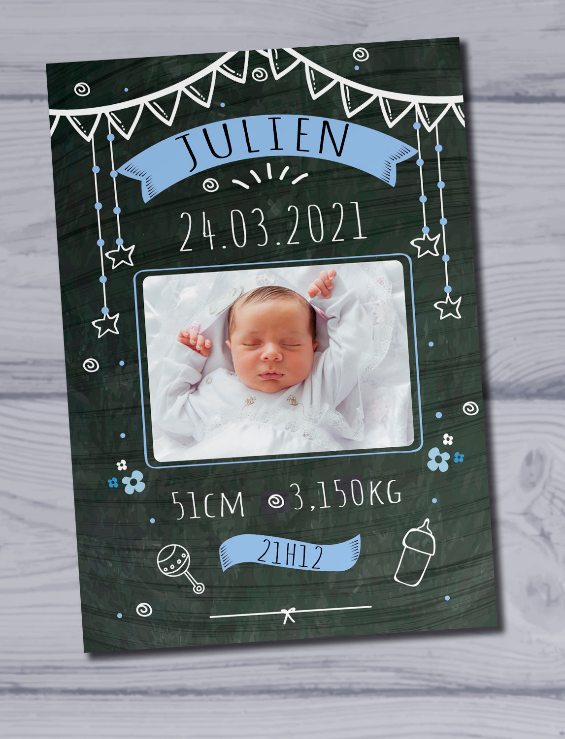 Plaque photo naissance personnalisée