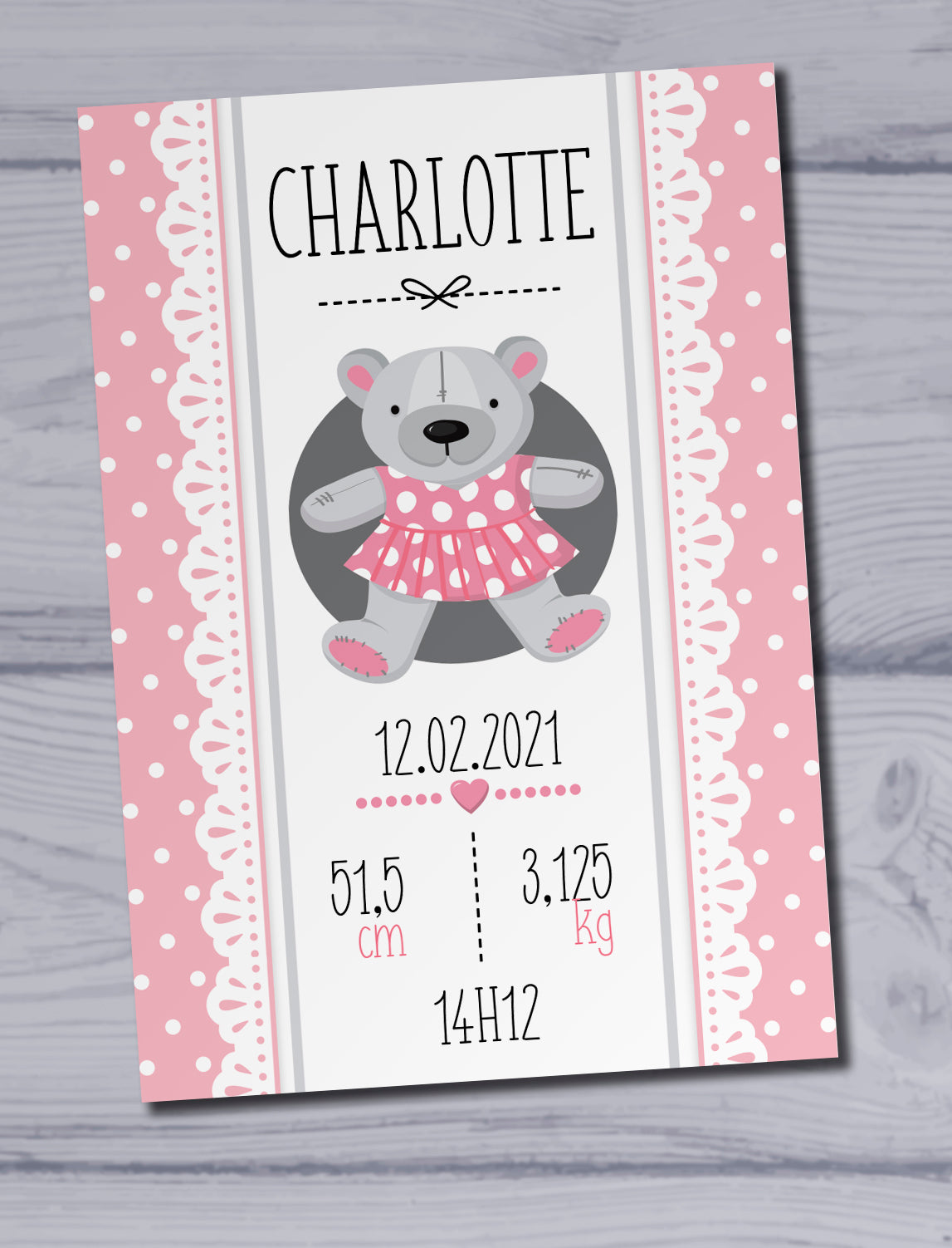 Cadeau naissance bébé personnalisé - Plaque aluminium naissance bébé personnalisée