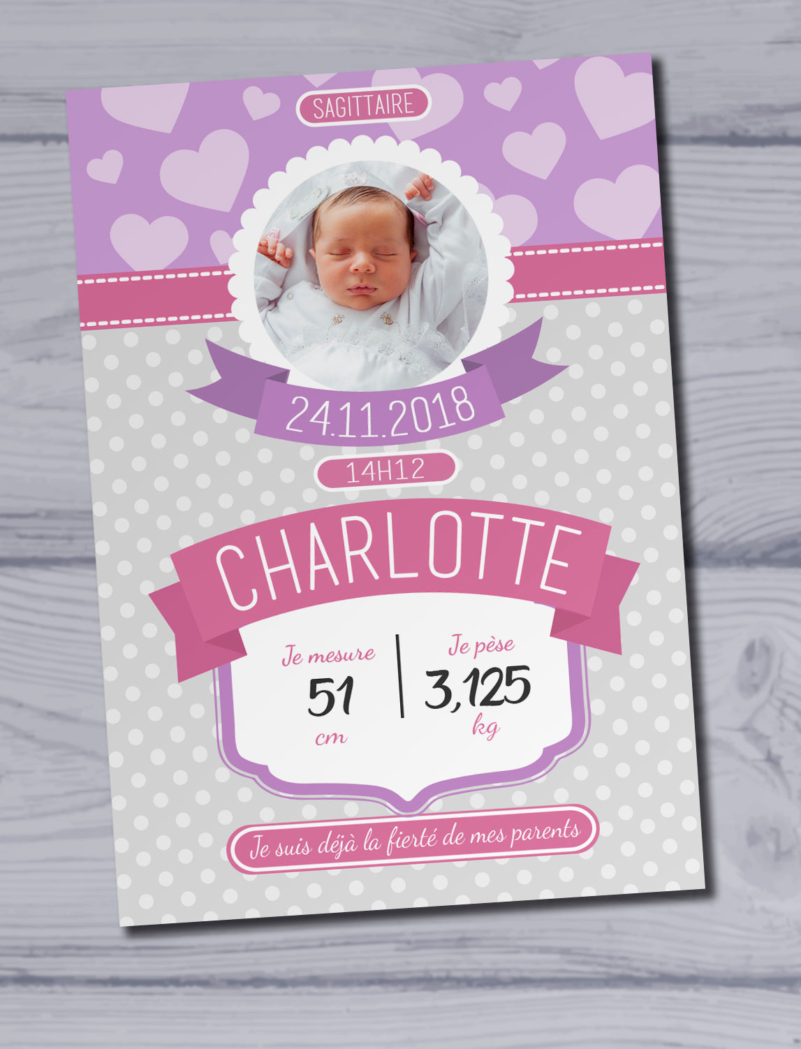 Plaque naissance photo personnalisée - cadeau naissance personnalisable