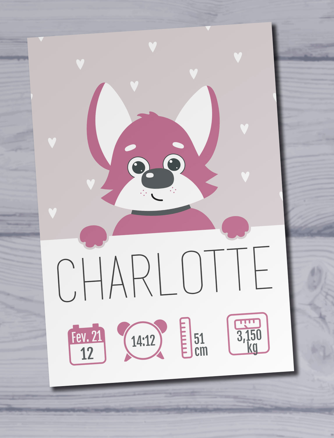 Plaque naissance personnalisée - cadeau naissance personnalisable thème renard