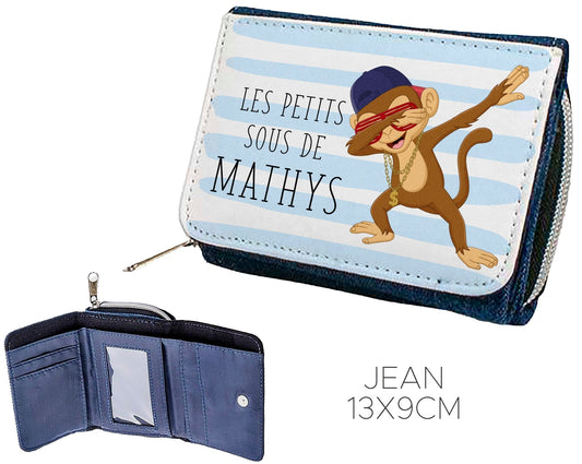 Portefeuille personnalisé en jean enfant avec prénom