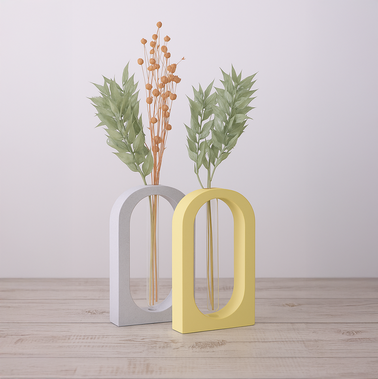 Vase Élia imprimé en 3D, coloris marbre, avec tube plastique, sans fleurs