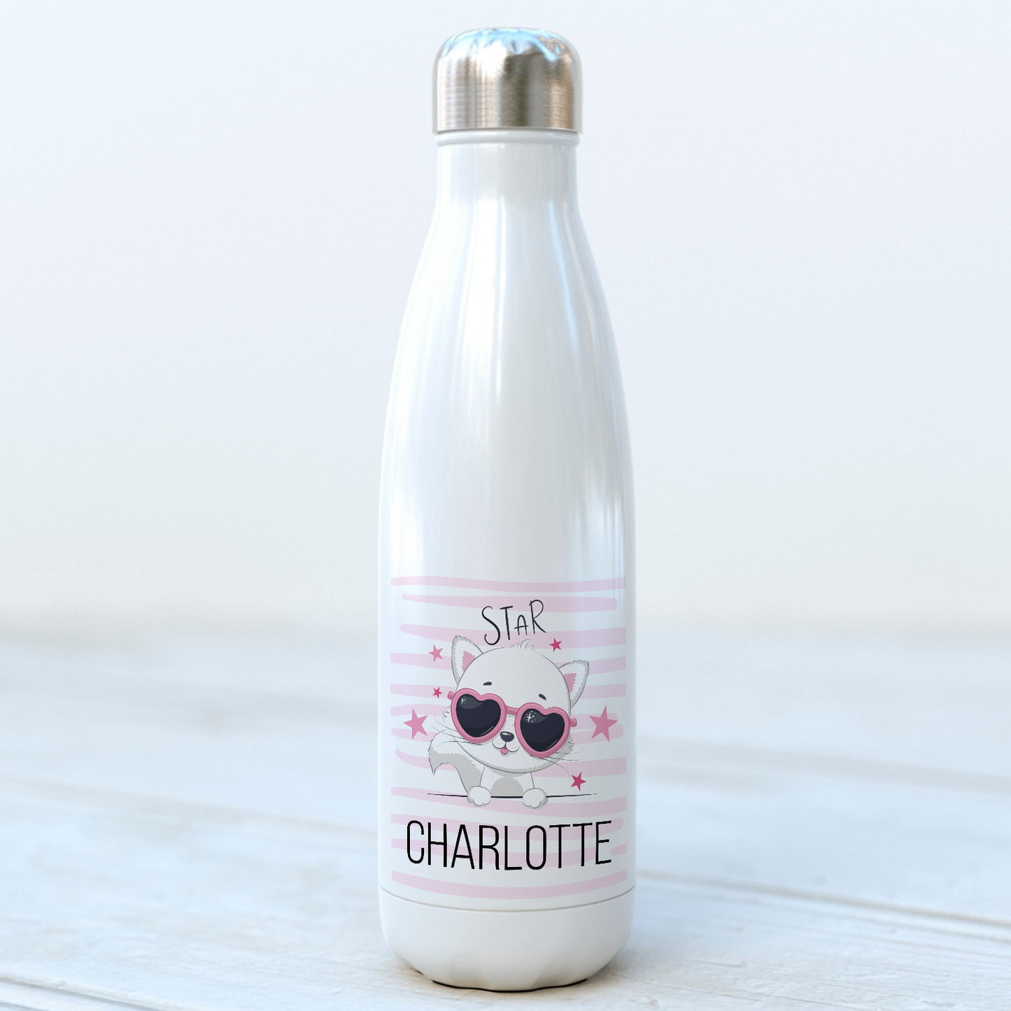 bouteille isotherme personnalisable prénom petit chat star