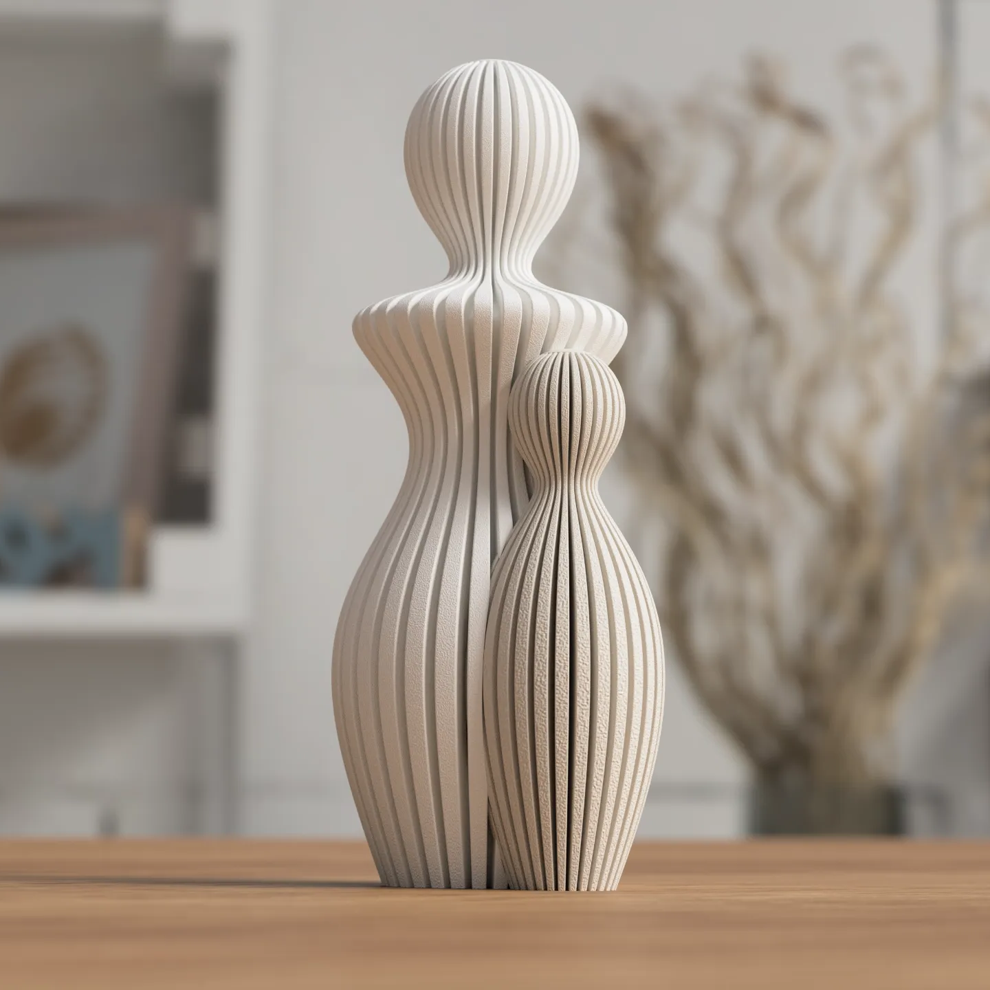 Statue Famille Complète – Couple avec 1 à 4 Enfants – Sculpture Minimaliste Personnalisable