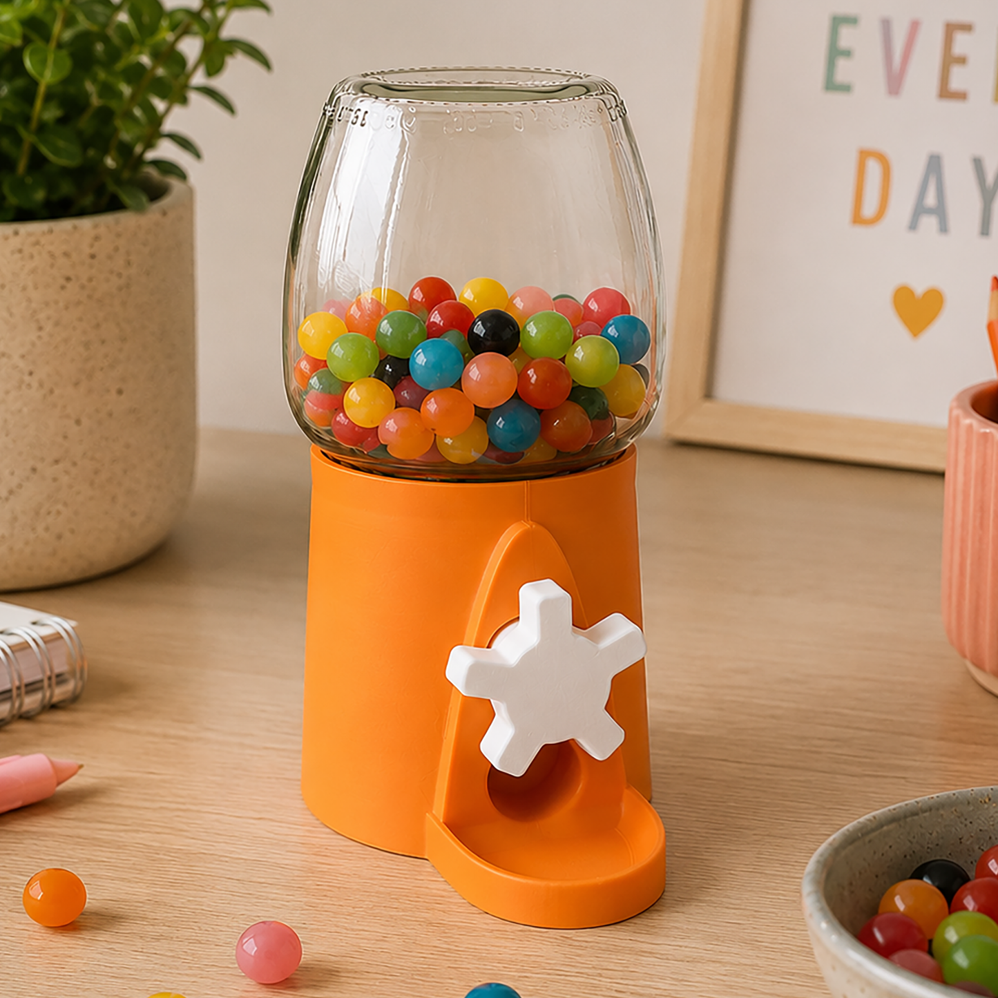 Le Bonbonix distributeur de bonbons 3D orange corail cadeau original