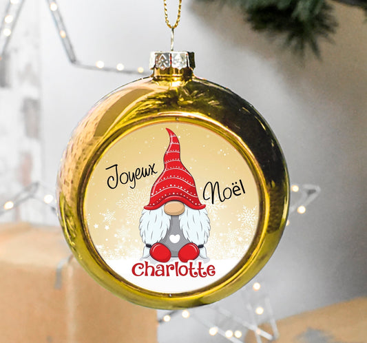 Boule de Noël Gnome personnalisée prénom