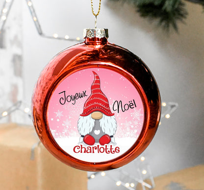 Boule de Noël Gnome personnalisée prénom