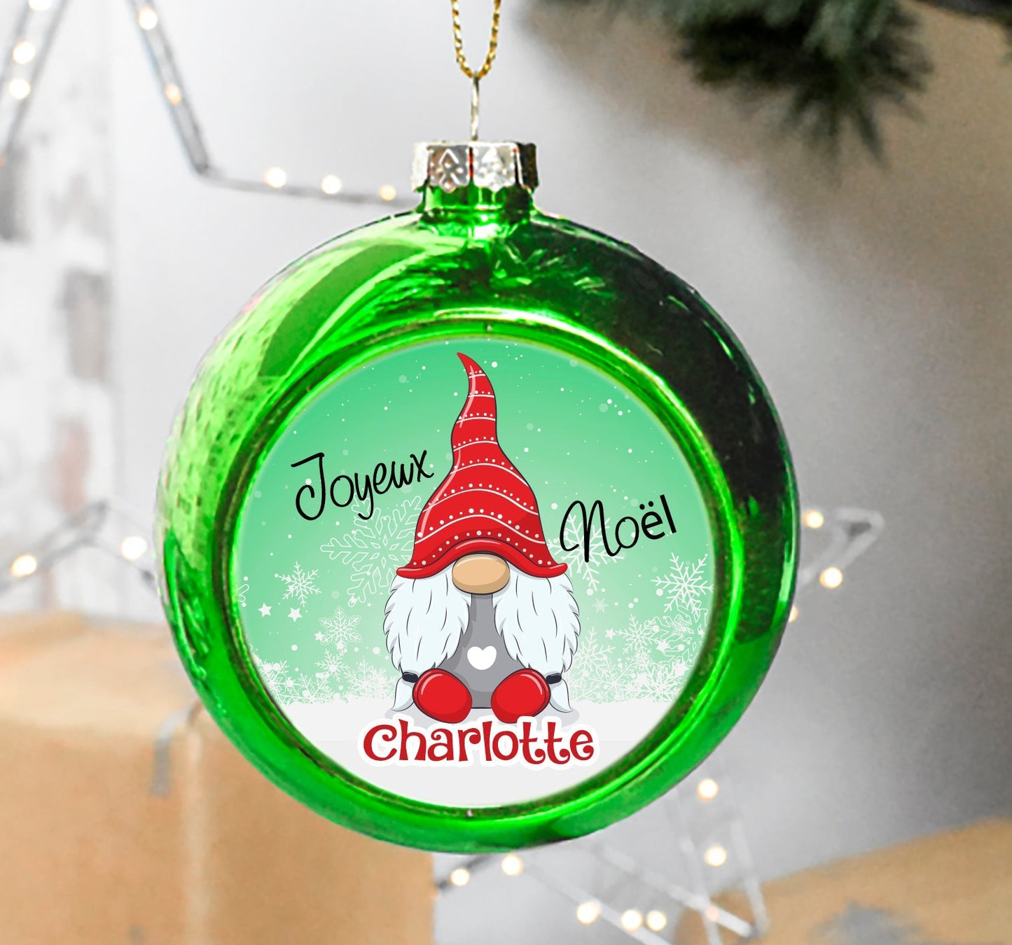 Boule de Noël Gnome personnalisée prénom