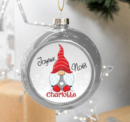 Boule de Noël Gnome personnalisée prénom