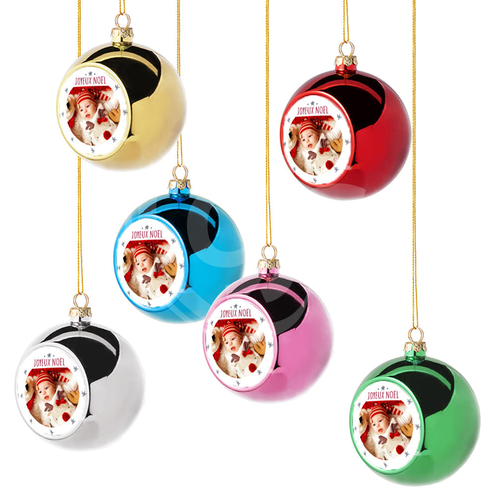 Boule de Noël personnalisée avec photo Joyeux Noël