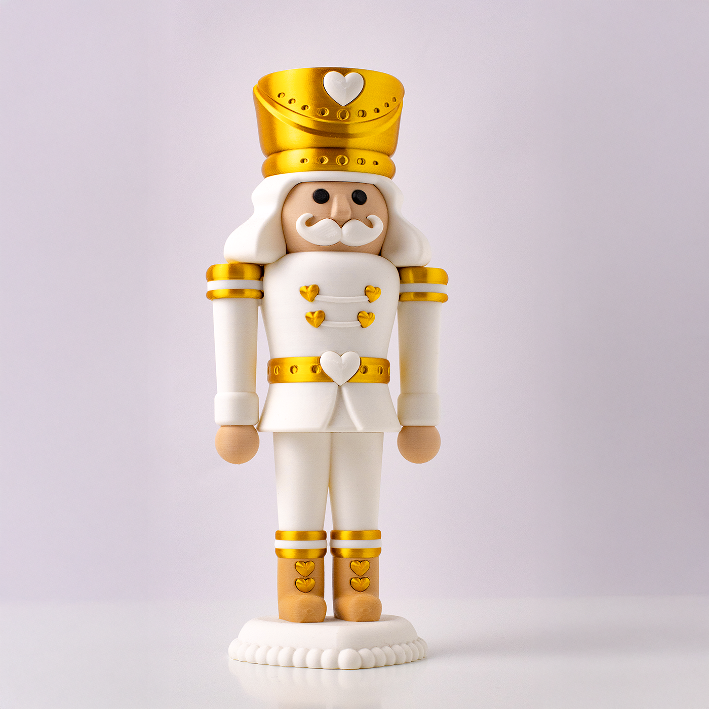 casse noisettes décoration de noël imprimé en 3d blanc et or