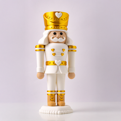 casse noisettes décoration de noël imprimé en 3d blanc et or