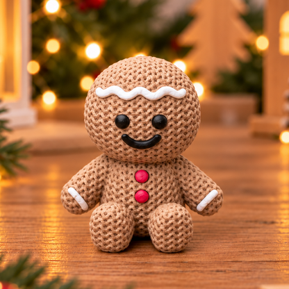 Figurine pain d'épice effet tricot, décoration de Noël à poser