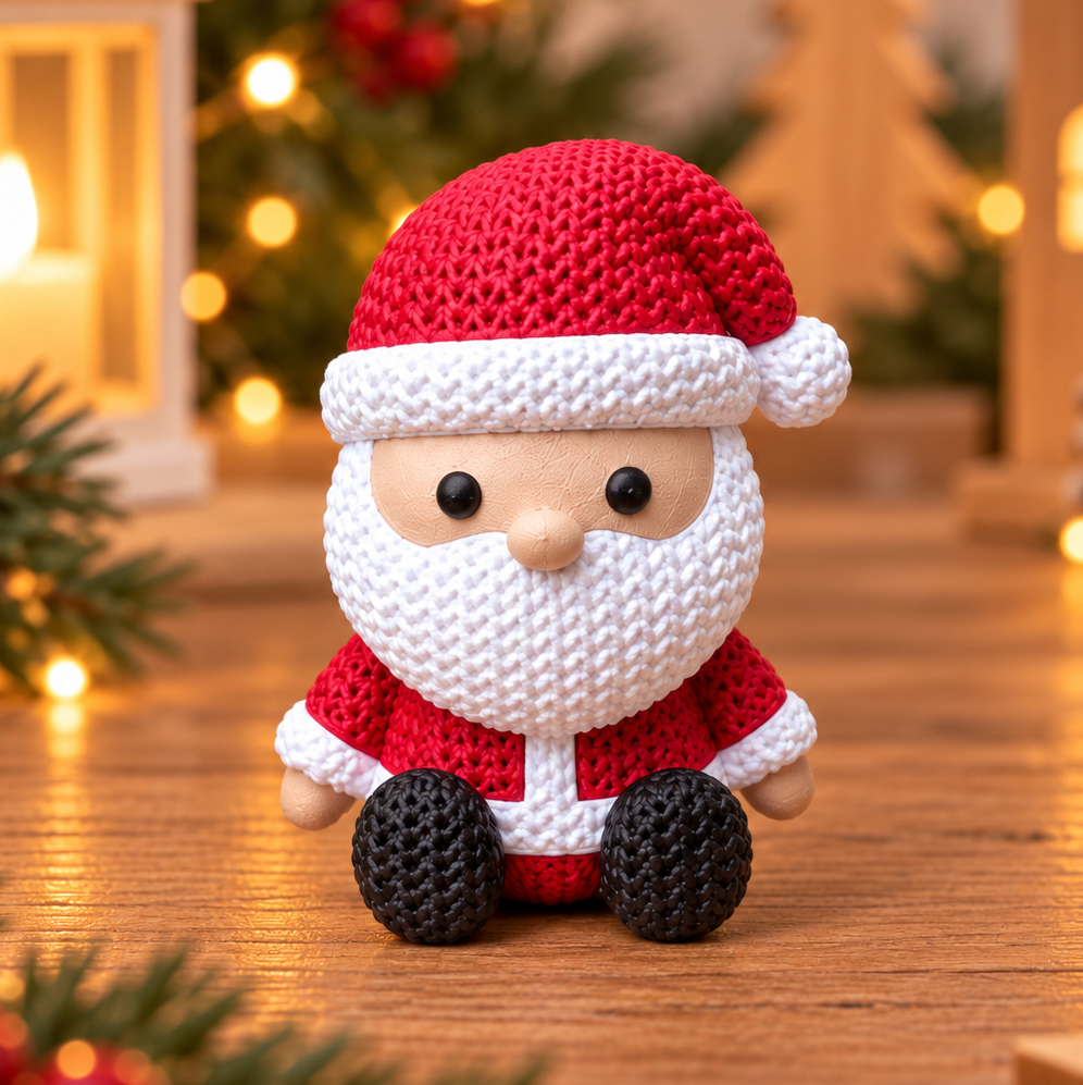 Figurine Père Noël effet tricot 7 cm, déco de Noël à poser