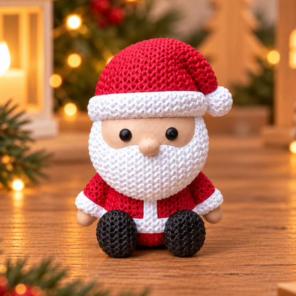Figurine Père Noël effet tricot 7 cm, déco de Noël à poser
