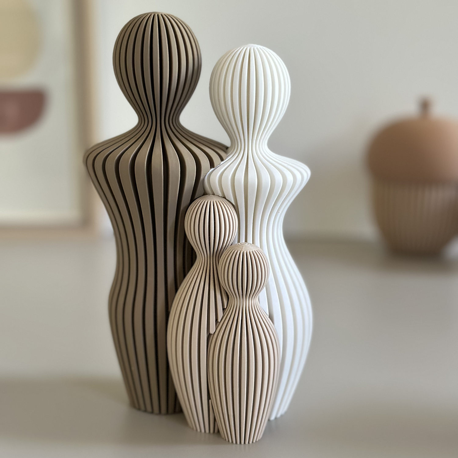 Statuettes famille Couleurs d’Automne en 3D – papa maman et enfants