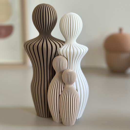 Statuettes famille Couleurs d’Automne en 3D – papa maman et enfants