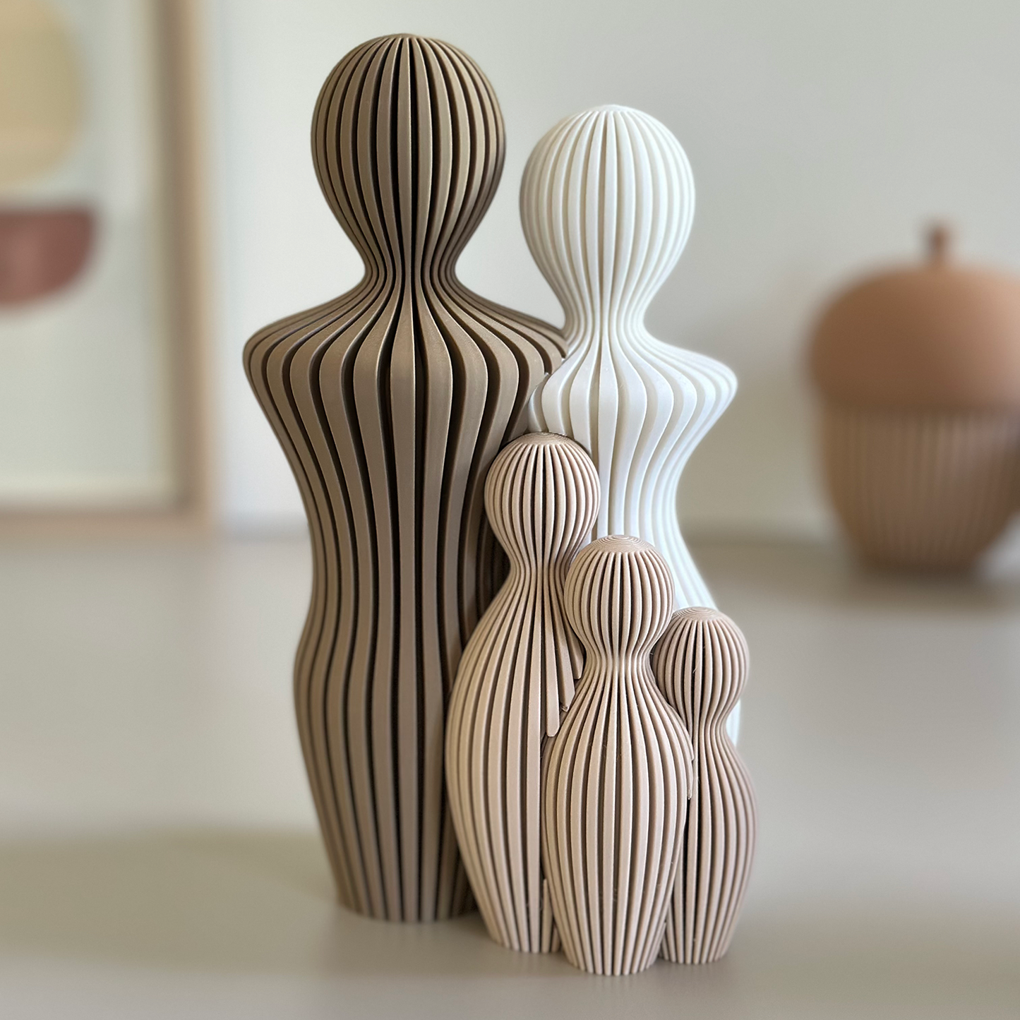 Famille Couleurs d’Automne – Statuettes famille en 3D