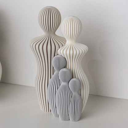 Statue Famille Personnalisable – Couple + 1 à 4 Enfants | Sculpture Décorative Minimaliste | Cadeau Famille Original