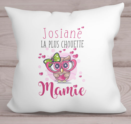 coussin personnalisé chouette mamie