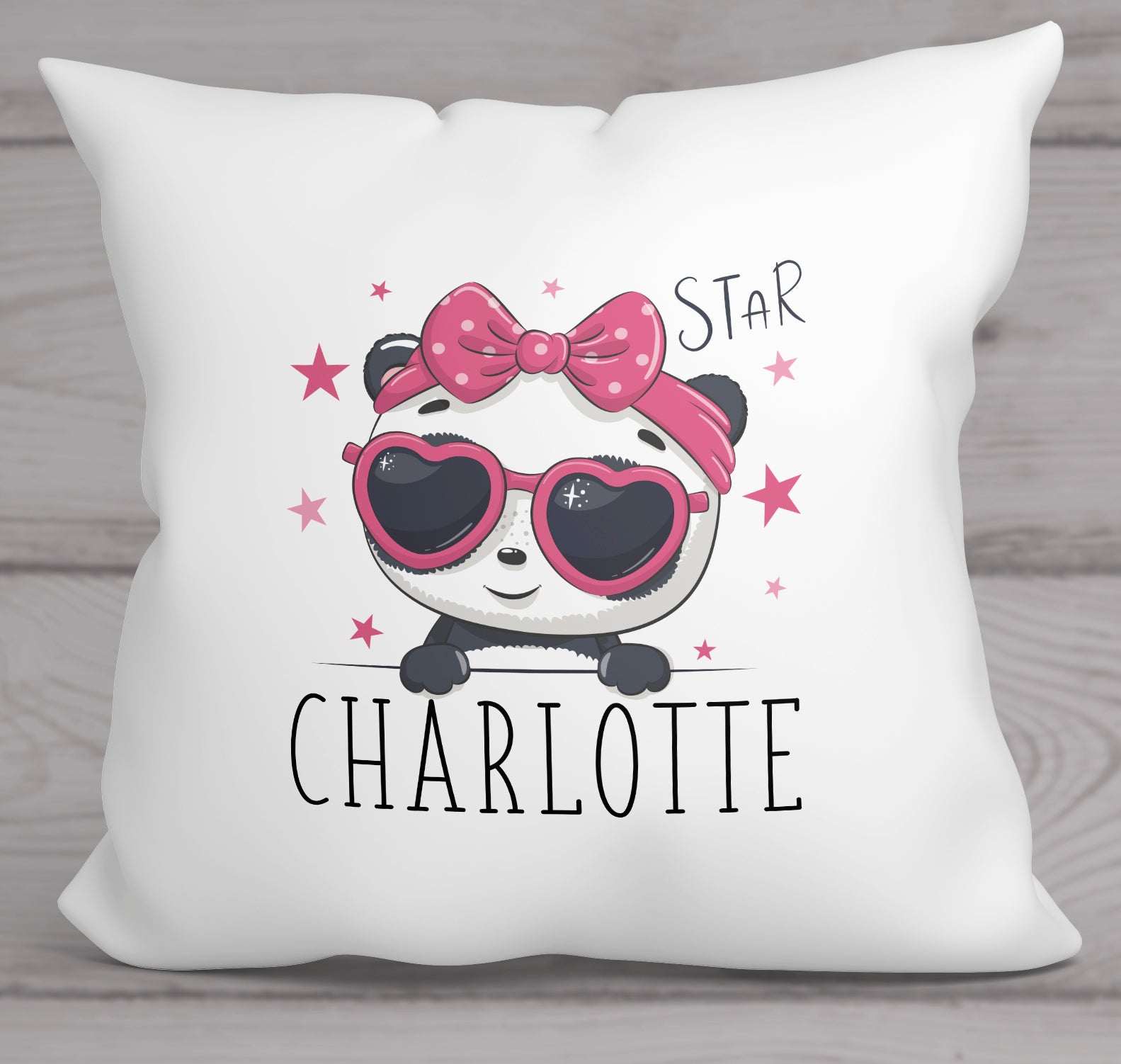 coussin ultra doux et moelleux avec motif panda personnalisable prénom