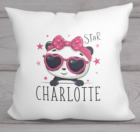 coussin ultra doux et moelleux avec motif panda personnalisable prénom
