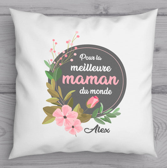 Coussin personnalisé prénom meilleure maman - Idée cadeau personnalisé fête des mères, anniversaire