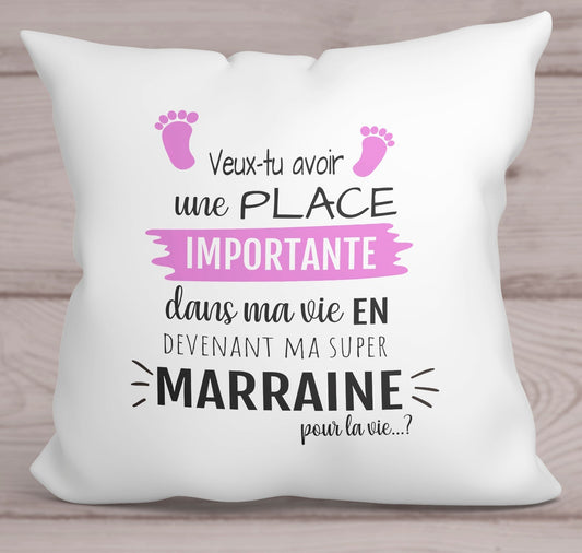 Coussin demande marraine, veux tu devenir ma marraine 