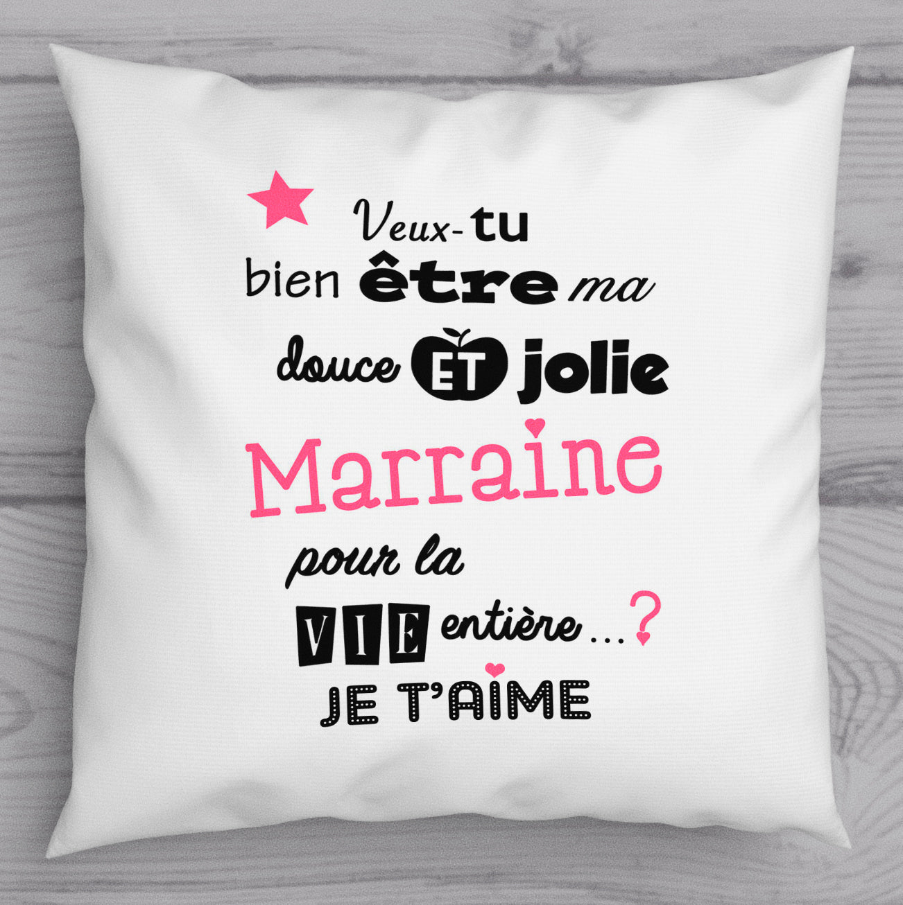 Coussin veux tu devenir ma marraine ? Idée cadeau futur marraine