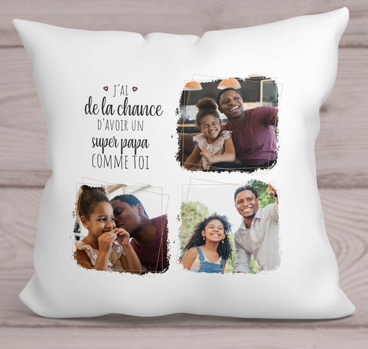 Coussin photo personnalisable papa photo idée cadeau fête des pères