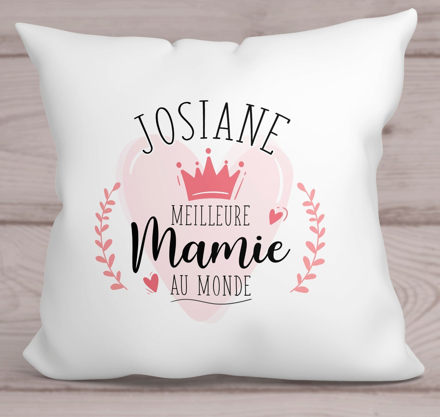 Cadeau fête grand-mère meilleure mamie au monde coussin personnalisable prénom 